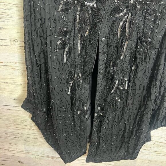 Frank Usher Sequins Silk button down shirt Size xl Lined Shimmery Western - Picture 3 of 9